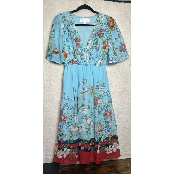 SUPERFOXX V-Neck Dress‎ Womens Sz XS Empire Waist Cottagecore Floral Feminine - Picture 4 of 11